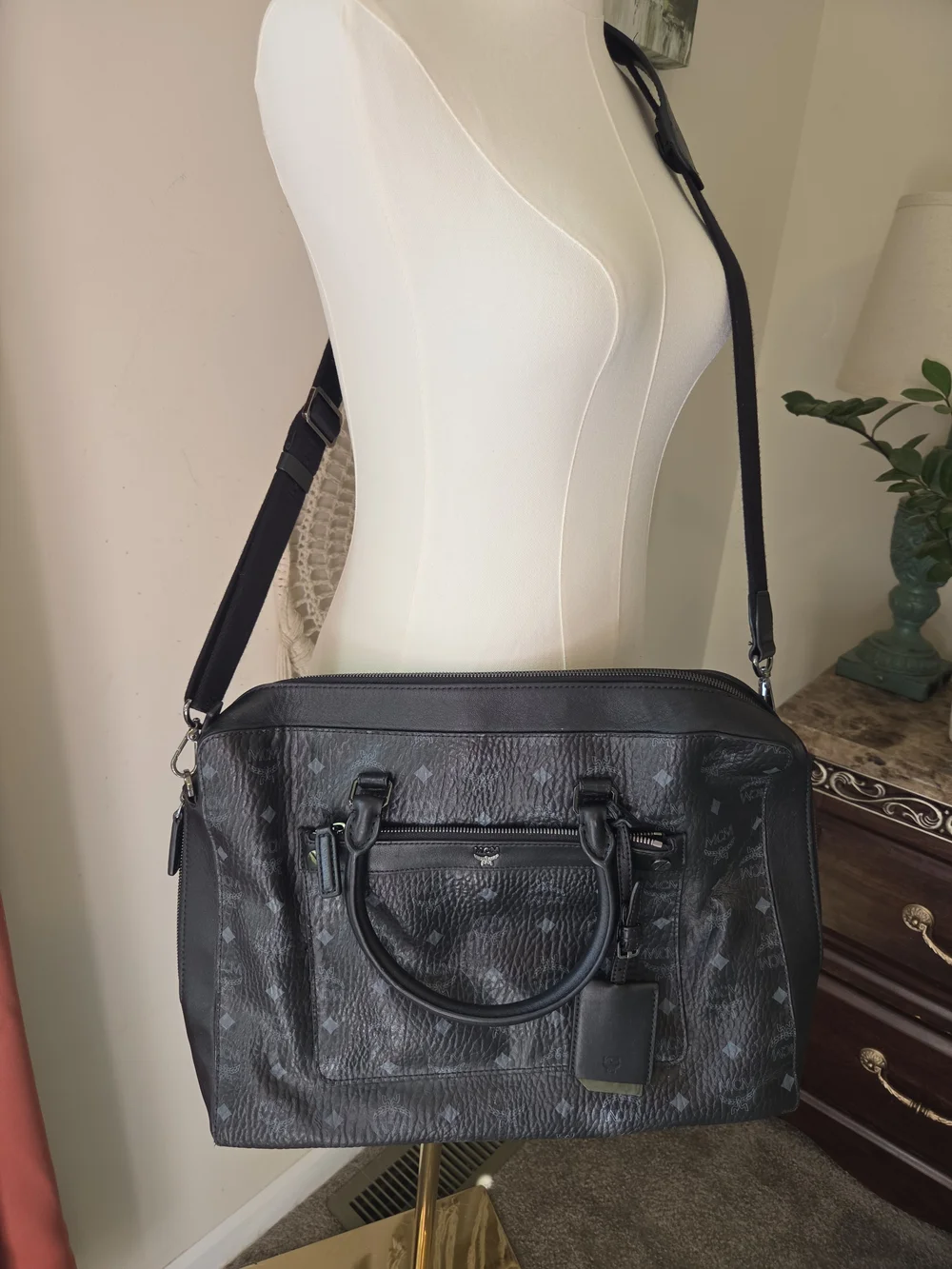 MCM Visetos Boston Bag With Matching Briefcase